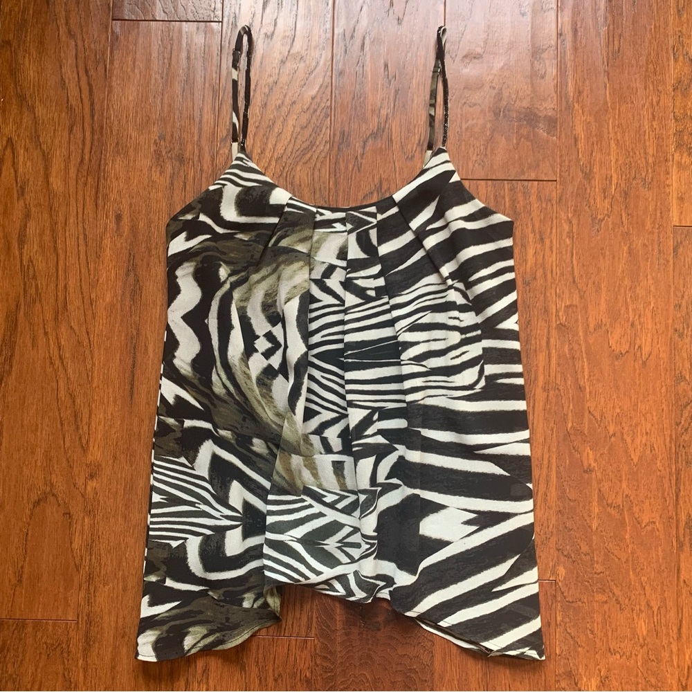 PJK Patterson J. Kincaid Black Animal Print Shift Top with Beaded Strap | Size S - Picture 4 of 11